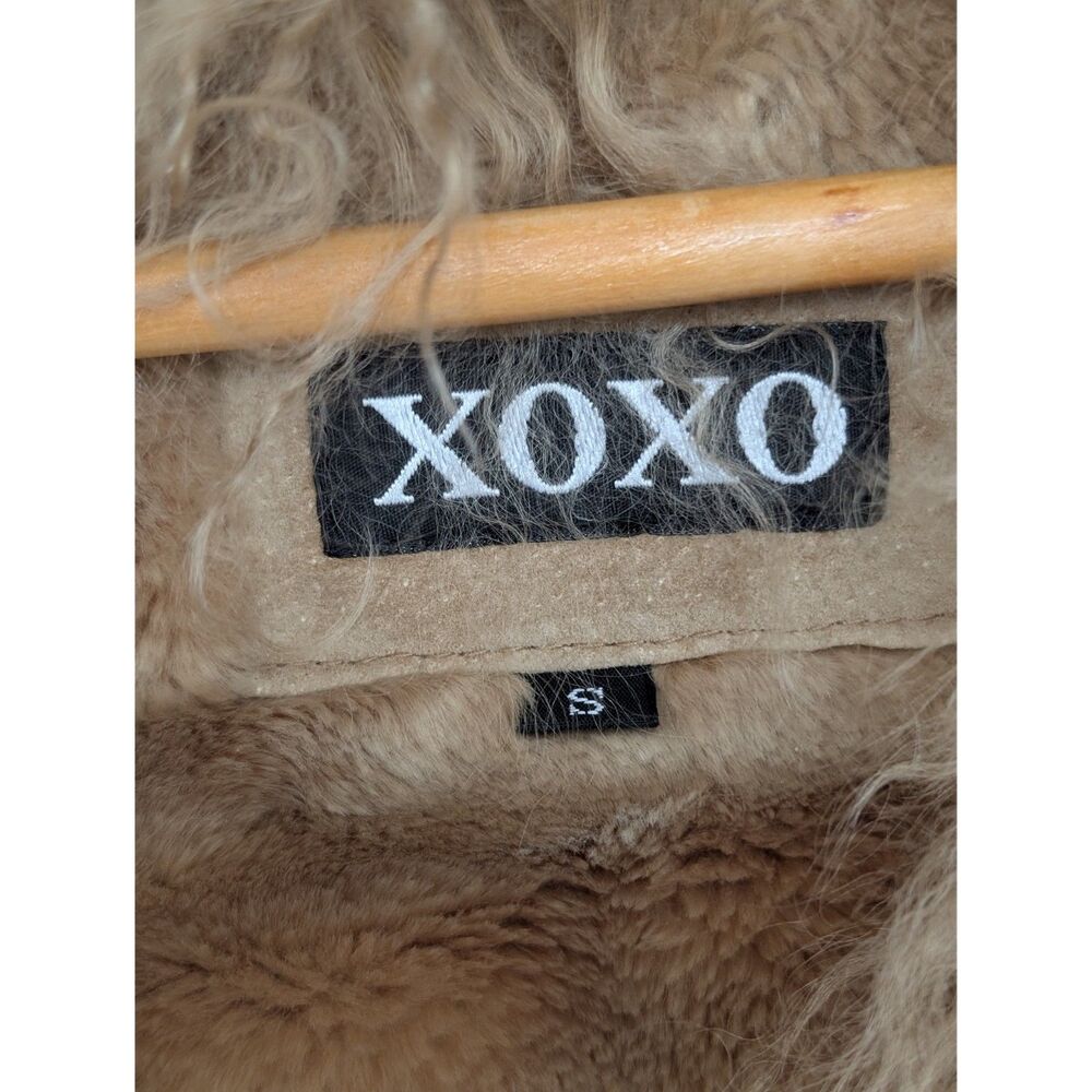Vintage Real Leather Fur Trim Tan Penny Lane Longline Coat Jacket Sz S XOXO - Picture 3 of 16